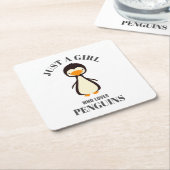 Gewoon een meisje dat van Penguins houdt Kartonnen Onderzetters (Schuin)