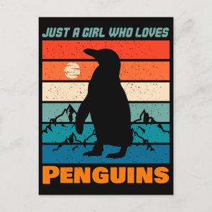 Gewoon een meisje dat van Penguins Retro Animal ho Briefkaart