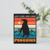 Gewoon een meisje dat van Penguins Retro Animal ho Briefkaart (Staand voorkant)