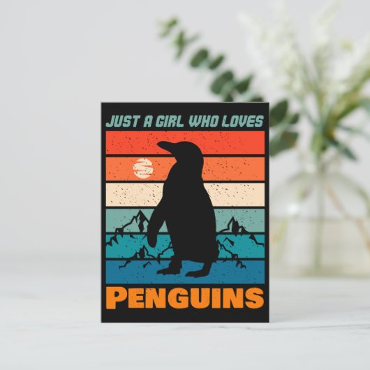 Gewoon een meisje dat van Penguins Retro Animal ho Briefkaart (Staand voorkant)