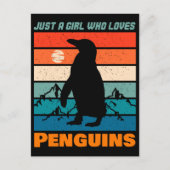 Gewoon een meisje dat van Penguins Retro Animal ho Briefkaart (Voorkant)