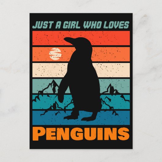 Gewoon een meisje dat van Penguins Retro Animal ho Briefkaart (Voorkant)