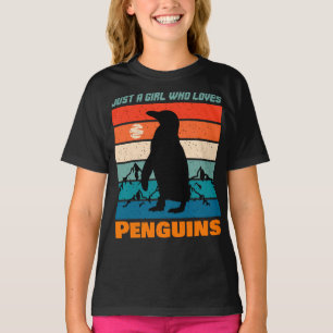 Gewoon een meisje dat van Penguins Retro Animal ho T-shirt