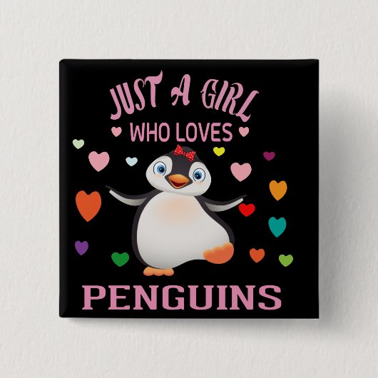 Gewoon een meisje dat van Penguins T-Shirt Trucker Vierkante Button 5,1 Cm (Voorkant)