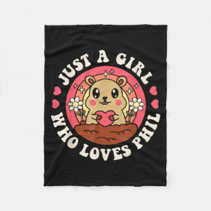 Gewoon een meisje dat van Phil houdt Groundhog Day Fleece Deken