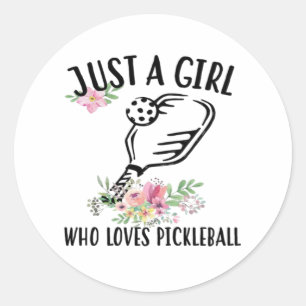 Gewoon een meisje dat van Pickleball houdt Ronde Sticker