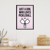 Gewoon een meisje dat van Pickleball Sporty Cute h Poster (Keuken)