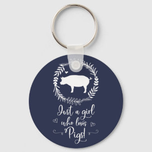 Gewoon een meisje dat van Pigs Silhouette houdt Sleutelhanger
