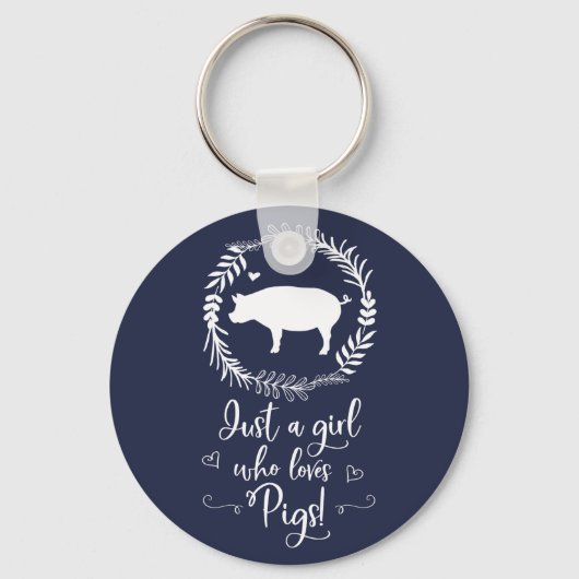 Gewoon een meisje dat van Pigs Silhouette houdt Sleutelhanger (Voorkant)