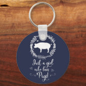 Gewoon een meisje dat van Pigs Silhouette houdt Sleutelhanger (Voorkant)