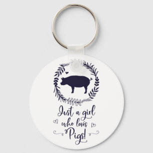 Gewoon een meisje dat van Pigs Silhouette houdt Sleutelhanger
