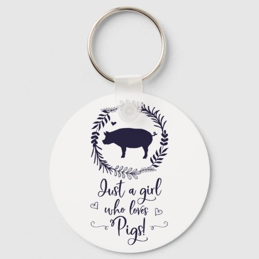 Gewoon een meisje dat van Pigs Silhouette houdt Sleutelhanger (Voorkant)