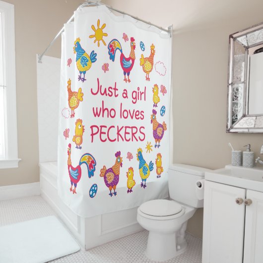 Gewoon een meisje dat van pikkers houdt douchegordijn (In situ)