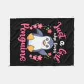 Gewoon een meisje dat van pinguïns houdt fleece deken (Voorkant (Horizontaal))