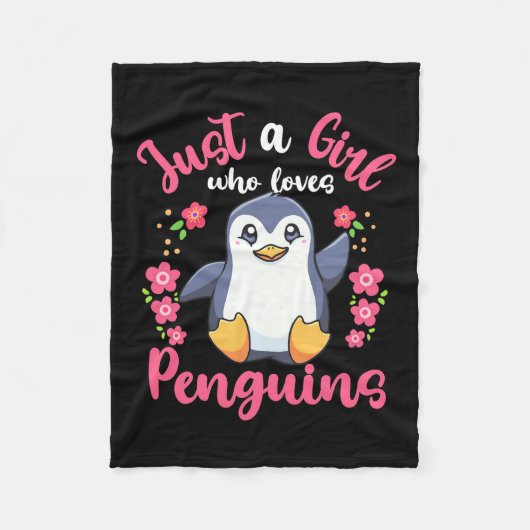 Gewoon een meisje dat van pinguïns houdt fleece deken (Voorkant)
