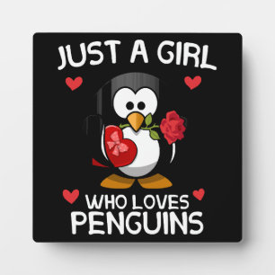 Gewoon een meisje dat van pinguïns houdt fotoplaat