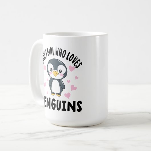 gewoon een meisje dat van pinguïns houdt koffiemok (Voorkant links)