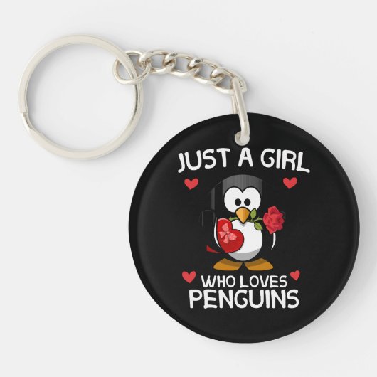 Gewoon een meisje dat van pinguïns houdt sleutelhanger (Voorkant)