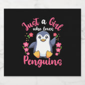 Gewoon een meisje dat van pinguïns houdt sparkling wijnetiket (Enkel label)