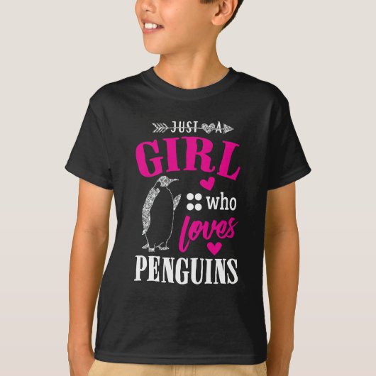 Gewoon een meisje dat van pinguïns houdt t-shirt (Voorkant)
