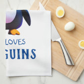 Gewoon een meisje dat van Pinguïns houdt Theedoek (Quarter Fold)