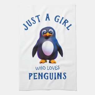 Gewoon een meisje dat van Pinguïns houdt Theedoek