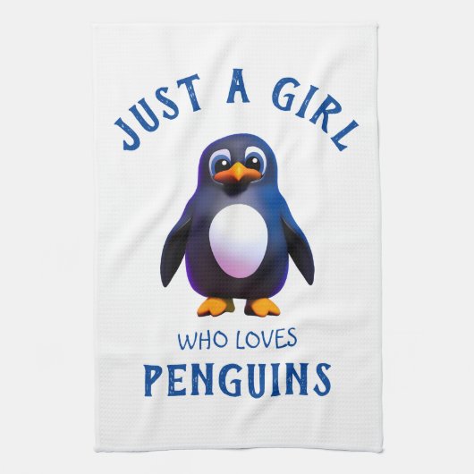 Gewoon een meisje dat van Pinguïns houdt Theedoek (Verticaal)