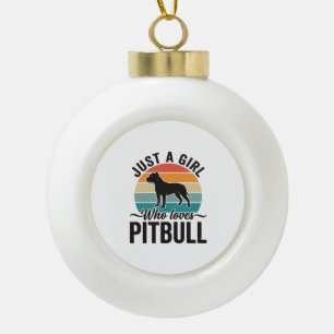 Gewoon een meisje dat van Pitbull houdt Vintage ho Keramische Bal Ornament