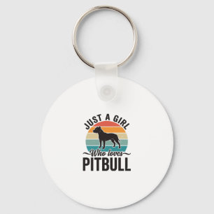 Gewoon een meisje dat van Pitbull houdt Vintage ho Sleutelhanger