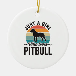 Gewoon een meisje dat van Pitbull-vintage-hondende Keramisch Ornament