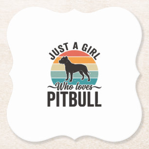 Gewoon een meisje dat van Pitbull-vintage-hondenon Kartonnen Onderzetters