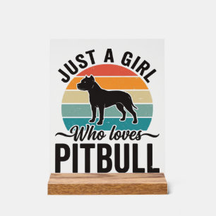 Gewoon een meisje dat van Pitbull-vintagehondenont Acryl Bord