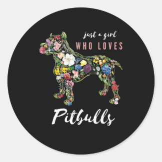 gewoon een meisje dat van pitbulls botanische bloe ronde sticker