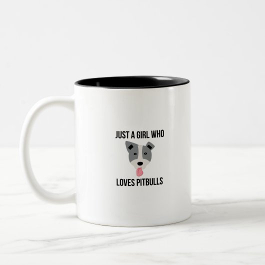 Gewoon een meisje dat van Pitbulls houdt... grappi Tweekleurige Koffiemok (Links)