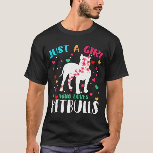 Gewoon een meisje dat van Pitbulls houdt, Silhouet T-shirt (Voorkant)