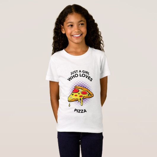 Gewoon een meisje dat van pizza houdt, grappig Ita T-shirt (Voorkant volledig)