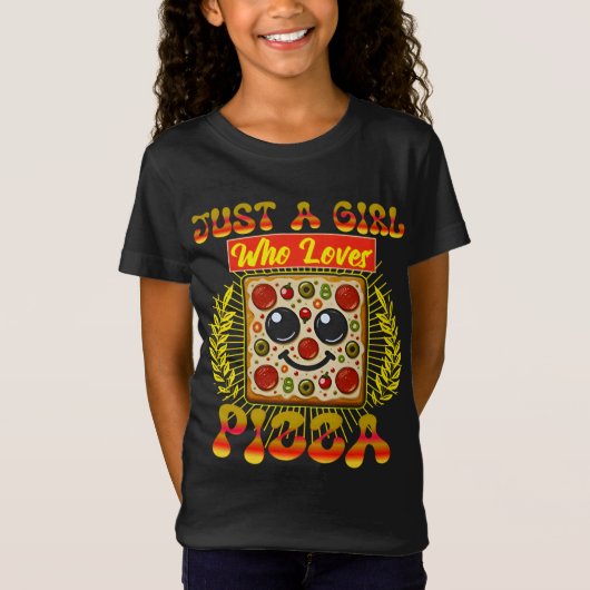 Gewoon een meisje dat van pizza houdt t-shirt (Voorkant)