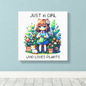 Gewoon een meisje dat van Planten houdt Canvas Afdruk (Insitu (Houten vloer))