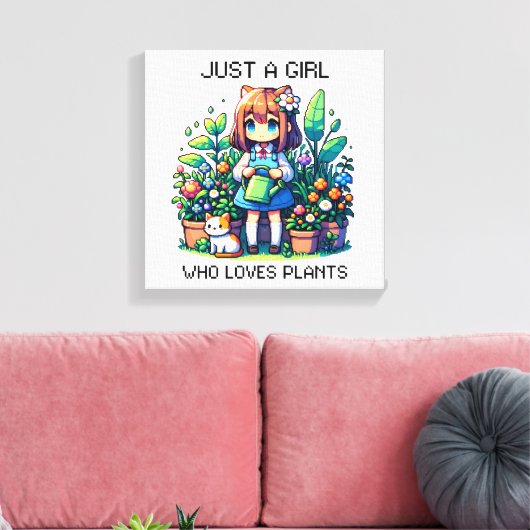 Gewoon een meisje dat van Planten houdt Canvas Afdruk (Insitu (Woonkamer))