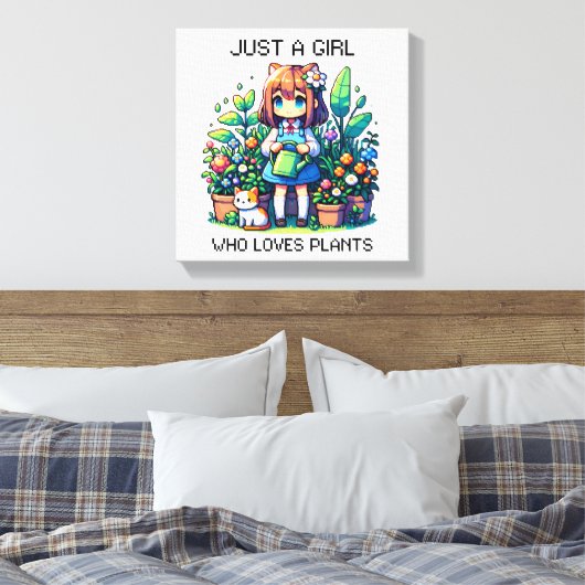 Gewoon een meisje dat van Planten houdt Canvas Afdruk (Insitu (Slaapkamer))