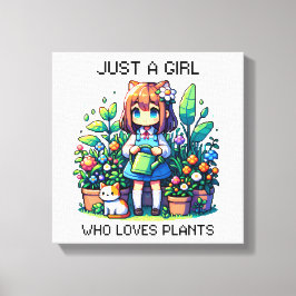 Gewoon een meisje dat van Planten houdt Canvas Afdruk
