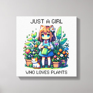 Gewoon een meisje dat van Planten houdt Canvas Afdruk
