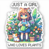 Gewoon een meisje dat van Planten houdt Sticker (Voorkant)
