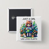 Gewoon een meisje dat van Planten houdt Vierkante Button 5,1 Cm (Voorkant /achterkant)