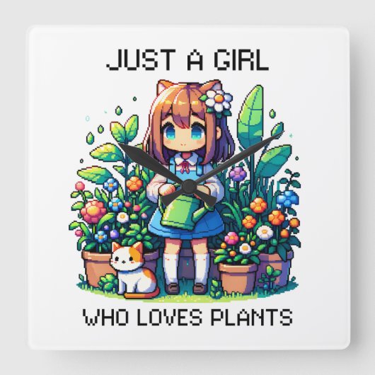 Gewoon een meisje dat van Planten houdt Vierkante Klok (Voorkant)