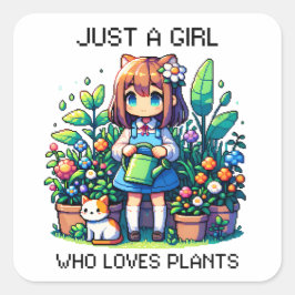 Gewoon een meisje dat van Planten houdt Vierkante Sticker