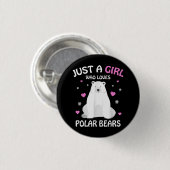 Gewoon een meisje dat van Polaire Beren houdt, Bee Ronde Button 3,2 Cm (Voorkant /achterkant)