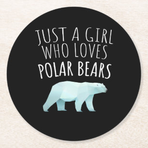 Gewoon een meisje dat van Polar Beren Dierenvriend Ronde Kartonnen Onderzetter