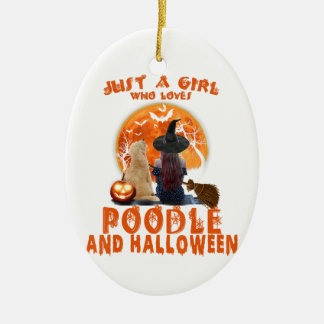 Gewoon een meisje dat van Poodle en Halloween houd Keramisch Ornament