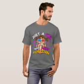 Gewoon een meisje dat van popcorn houdt grappig t-shirt (Voorkant volledig)
